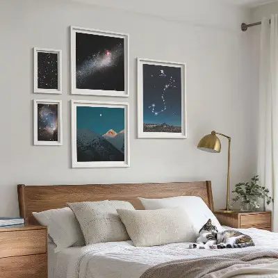 Kozmički krajolici noću set od 5 slika u okviru