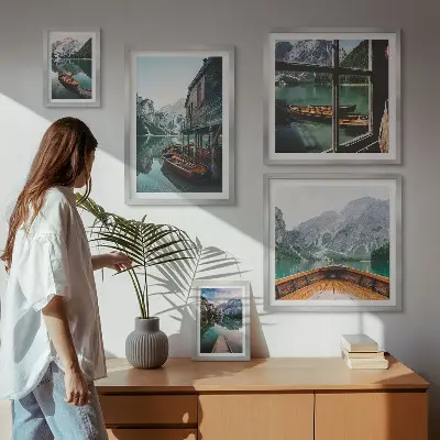 Set slika s motivom planinskih jezera miran krajolik iznad kauča