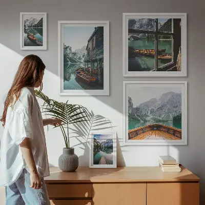Set slika s motivom planinskih jezera miran krajolik iznad kauča