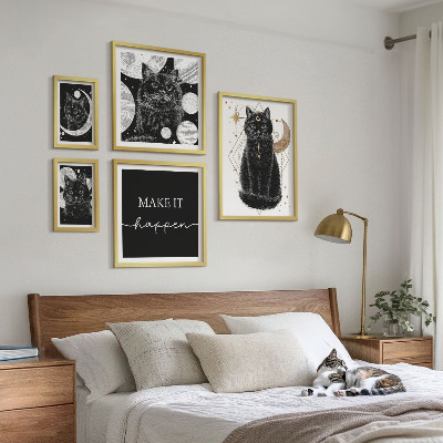 Set slika iznad kauča Boho prostor crnih mačaka