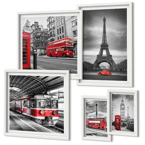 Poliptih Elegantni pogledi na London i Pariz u okviru