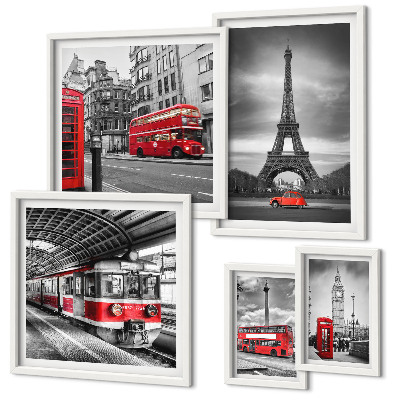 Poliptih u okviru Elegantni pogledi na London i Pariz