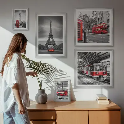 Poliptih Elegantni pogledi na London i Pariz u okviru