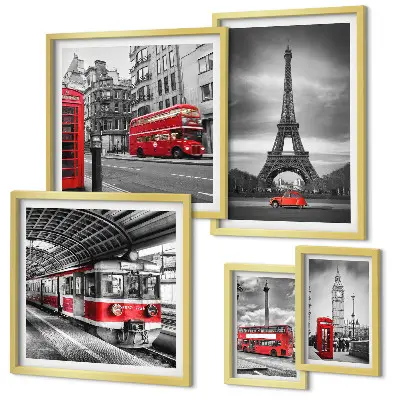 Poliptih Elegantni pogledi na London i Pariz u okviru