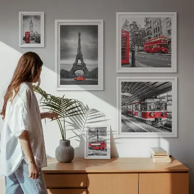 Poliptih Elegantni pogledi na London i Pariz u okviru