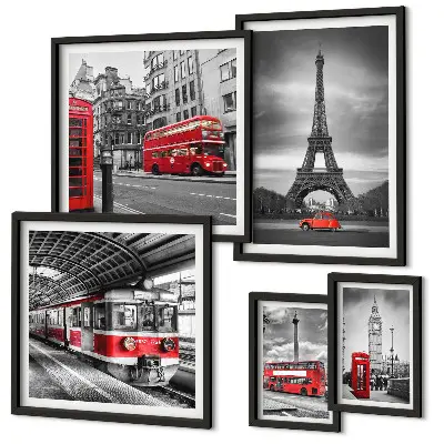 Poliptih Elegantni pogledi na London i Pariz u okviru