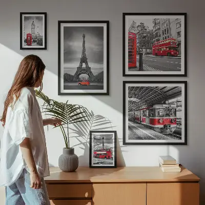 Poliptih Elegantni pogledi na London i Pariz u okviru
