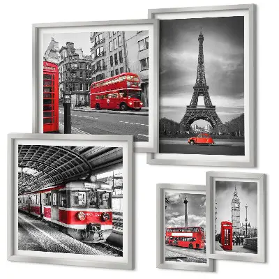 Poliptih Elegantni pogledi na London i Pariz u okviru