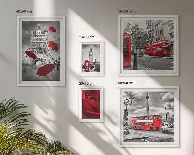 Set 5 slika u okviru londonski motivi s crvenim naglascima