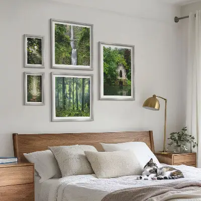 Zelene šume i slapovi prirode set od 5 slika u okviru