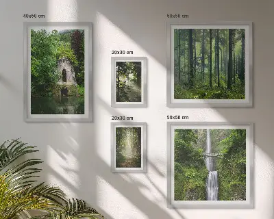 Zelene šume i slapovi prirode set od 5 slika u okviru