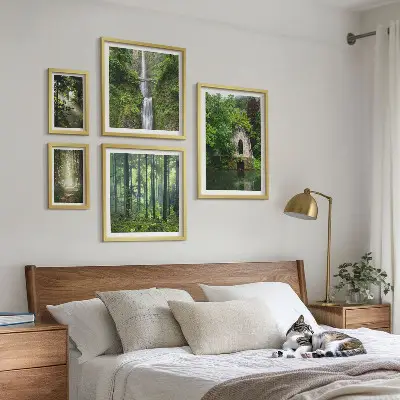 Zelene šume i slapovi prirode set od 5 slika u okviru