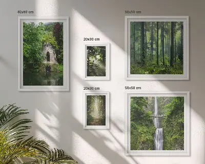 Zelene šume i slapovi prirode set od 5 slika u okviru