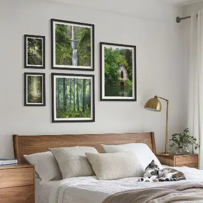Zelene šume i slapovi prirode set od 5 slika u okviru