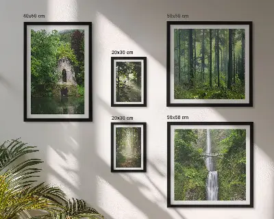 Zelene šume i slapovi prirode set od 5 slika u okviru
