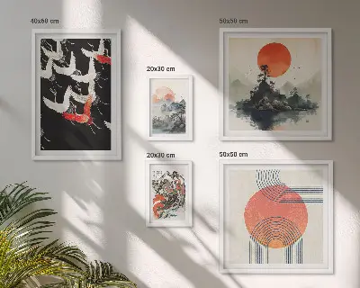 Set slika za iznad kauča s motivom japanske umjetničke tradicije prirode