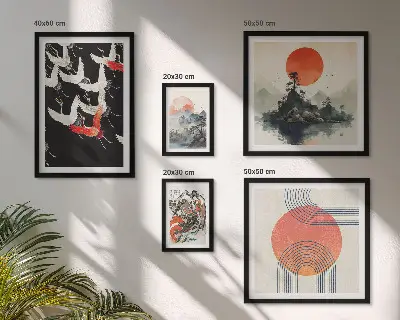 Set slika za iznad kauča s motivom japanske umjetničke tradicije prirode