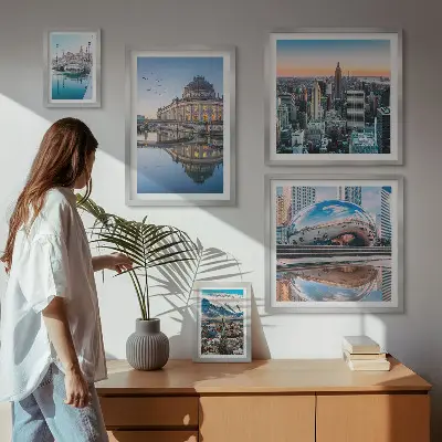 Poliptih u okviru urbani krajolici s motivima arhitekture i prirode