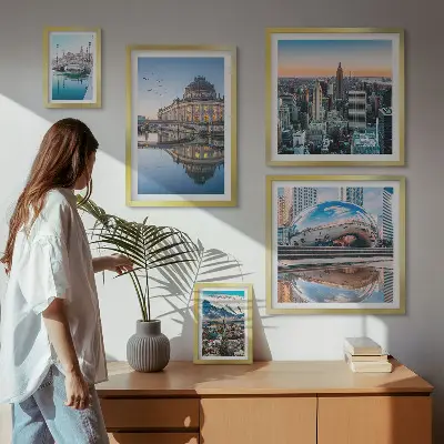 Poliptih u okviru urbani krajolici s motivima arhitekture i prirode