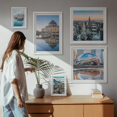 Poliptih u okviru urbani krajolici s motivima arhitekture i prirode