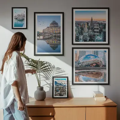 Poliptih u okviru urbani krajolici s motivima arhitekture i prirode