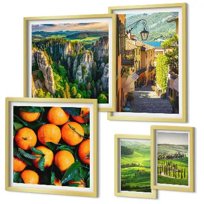 Šarmantni ruralni krajolici set od 5 slika u okviru