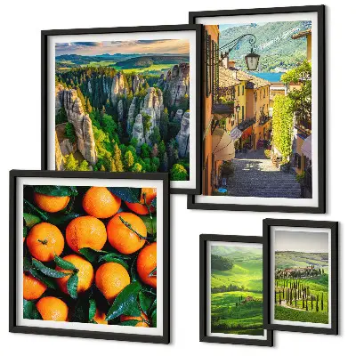 Šarmantni ruralni krajolici set od 5 slika u okviru