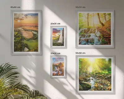 Set slika iznad kauča motivi krajolika s dolinama i slapovima