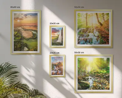 Set slika iznad kauča motivi krajolika s dolinama i slapovima