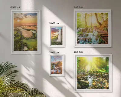 Set slika iznad kauča motivi krajolika s dolinama i slapovima