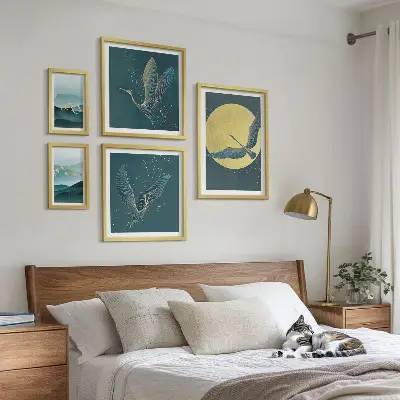 Set od 5 slika u okviru pejzaži s motivima ptica i noćnog neba