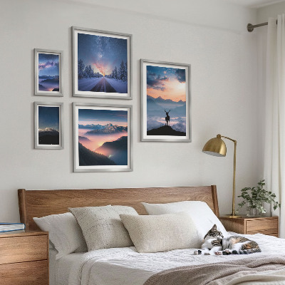 Set slika iznad kauča Planinski krajolici noću