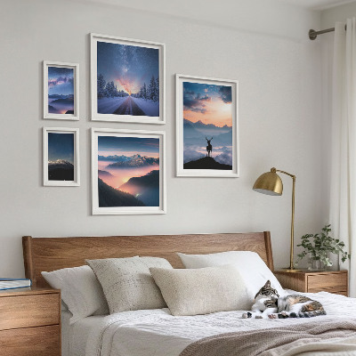 Set slika iznad kauča Planinski krajolici noću