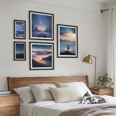 Set slika iznad kauča Planinski krajolici noću