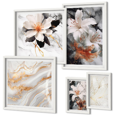 Poliptih u okviru Elegancija cvjetne mramorne pozadine