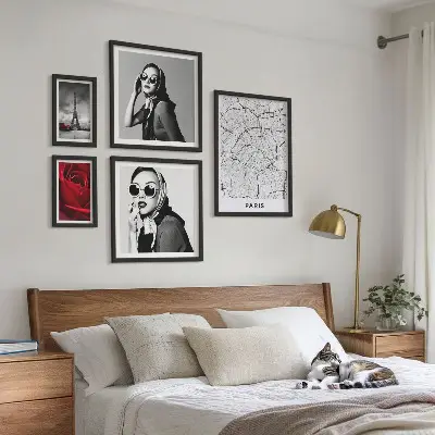 Set od 5 slika u okviru sa motivima pariške mode