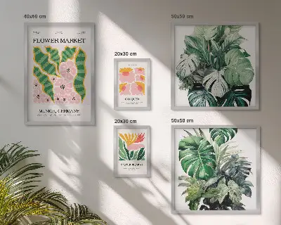 Set od 5 slika u okviru biljni motivi s boho cvijećem