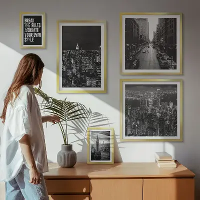Crno-bijeli pogledi na New York City poliptih u okviru