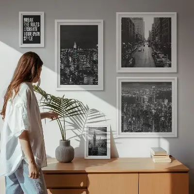 Crno-bijeli pogledi na New York City poliptih u okviru