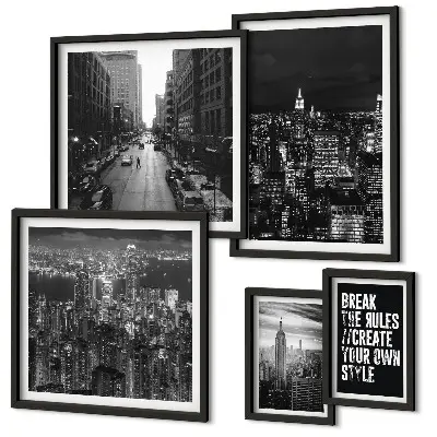 Crno-bijeli pogledi na New York City poliptih u okviru
