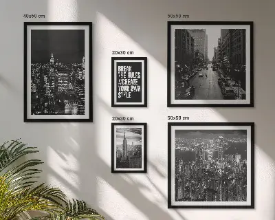 Crno-bijeli pogledi na New York City poliptih u okviru