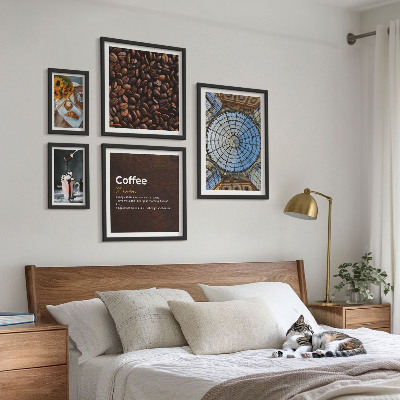 Set 5 slika u okviru Slatkiši od kave u rustikalnom stilu
