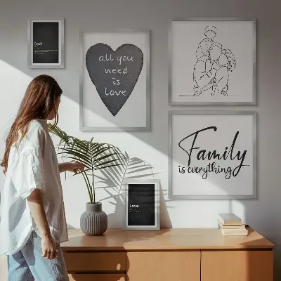 Set slika iznad kauča obiteljske vrijednosti, ljubav i bliskost