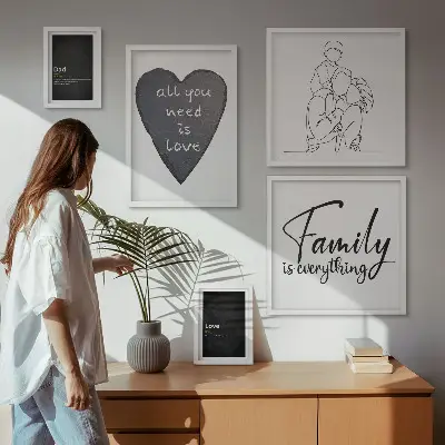 Set slika iznad kauča obiteljske vrijednosti, ljubav i bliskost