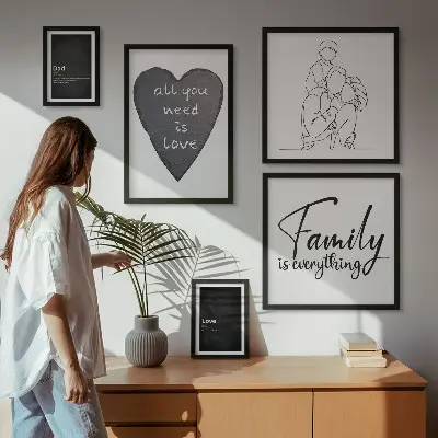 Set slika iznad kauča obiteljske vrijednosti, ljubav i bliskost