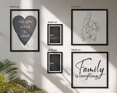Set slika iznad kauča obiteljske vrijednosti, ljubav i bliskost