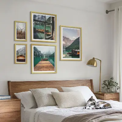 Planinski krajolici s jezerima set od 5 slika u okviru
