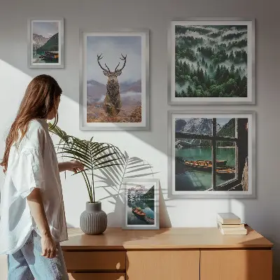 Set od 5 slika u okviru planine s motivima divljih životinja u prirodi