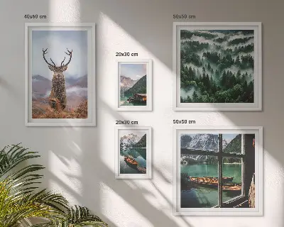 Set od 5 slika u okviru planine s motivima divljih životinja u prirodi