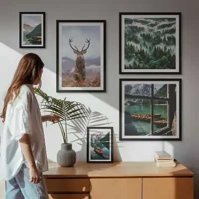Set od 5 slika u okviru planine s motivima divljih životinja u prirodi